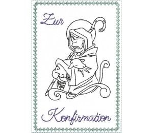 Stickdatei ITH - Postkarte Jesus Schaf Konfirmation